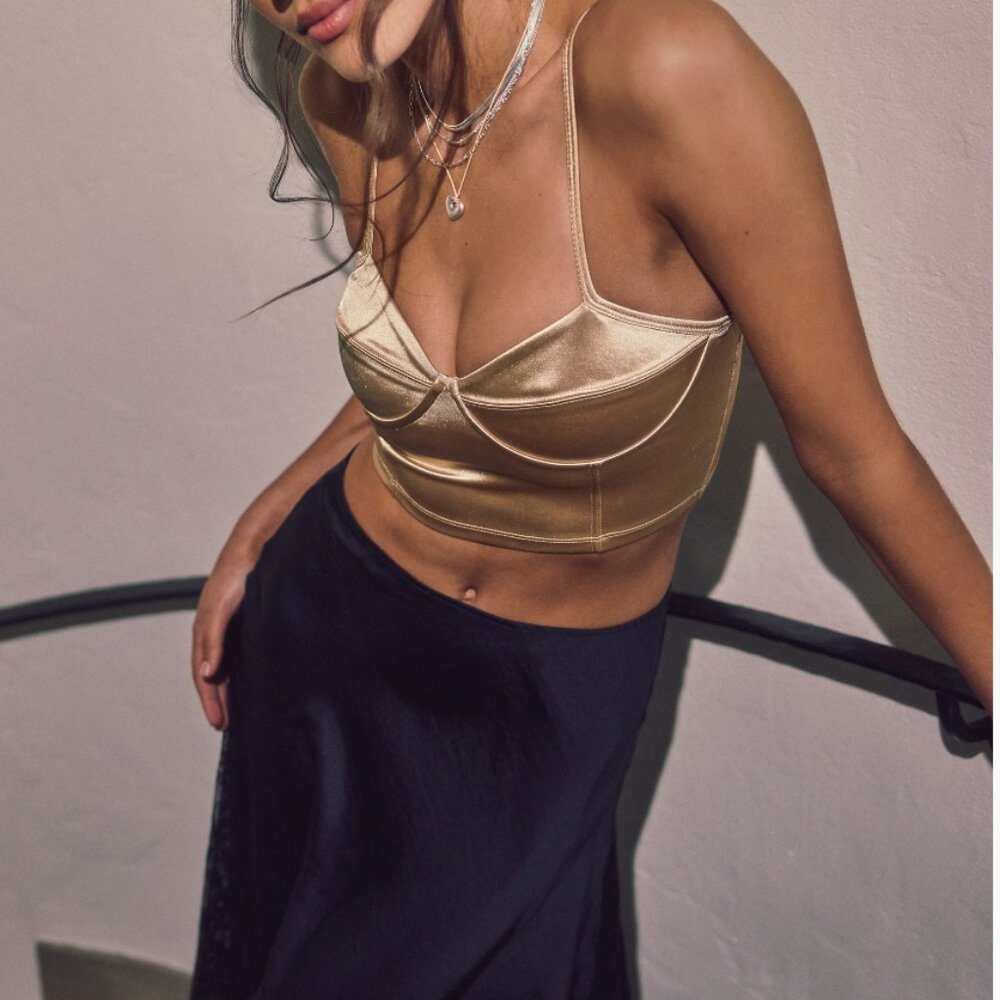 Free People GOLD Casino Royal Corset Bralette - Picture 6 of 8